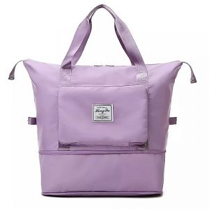 sac de voyage pliable de grande capacité sac fourre tout mauve