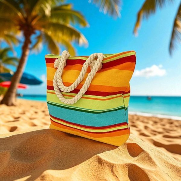 sac de plage rayures ensoleillées votre compagnon estival idéal